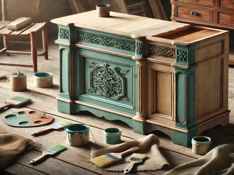Une vieille commode en cours de restauration pour une nouvelle vie